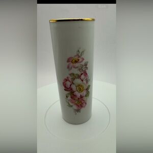 Vintage Gerold Porzellan Bud Vase Wild Rose Gold Trim West Germany Bavaria